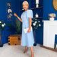 Charlotte Pearl & Bow Detail Occasion Dress Pwr Blue