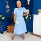 Charlotte Pearl & Bow Detail Occasion Dress Pwr Blue