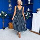 Meadow Banded Midi Dress Polka Black