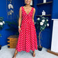 Meadow Banded Midi Dress Polka Red