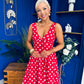 Meadow Banded Midi Dress Polka Red