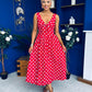 Meadow Banded Midi Dress Polka Red