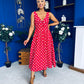 Meadow Banded Midi Dress Polka Red