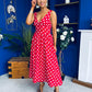 Meadow Banded Midi Dress Polka Red