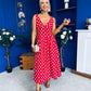 Meadow Banded Midi Dress Polka Red