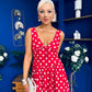 Meadow Banded Midi Dress Polka Red