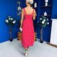 Meadow Banded Midi Dress Polka Red