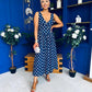Meadow Banded Midi Dress Polka Navy