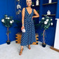 Meadow Banded Midi Dress Polka Navy