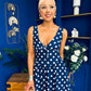 Meadow Banded Midi Dress Polka Navy