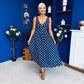 Meadow Banded Midi Dress Polka Navy