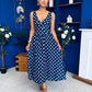 Meadow Banded Midi Dress Polka Navy
