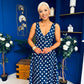 Meadow Banded Midi Dress Polka Navy
