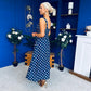 Meadow Banded Midi Dress Polka Navy