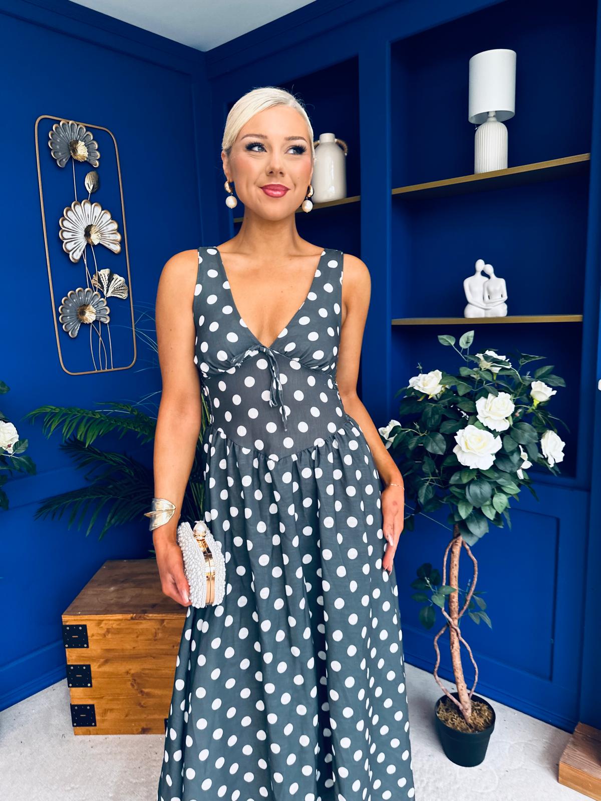 Meadow Banded Midi Dress Polka Khaki