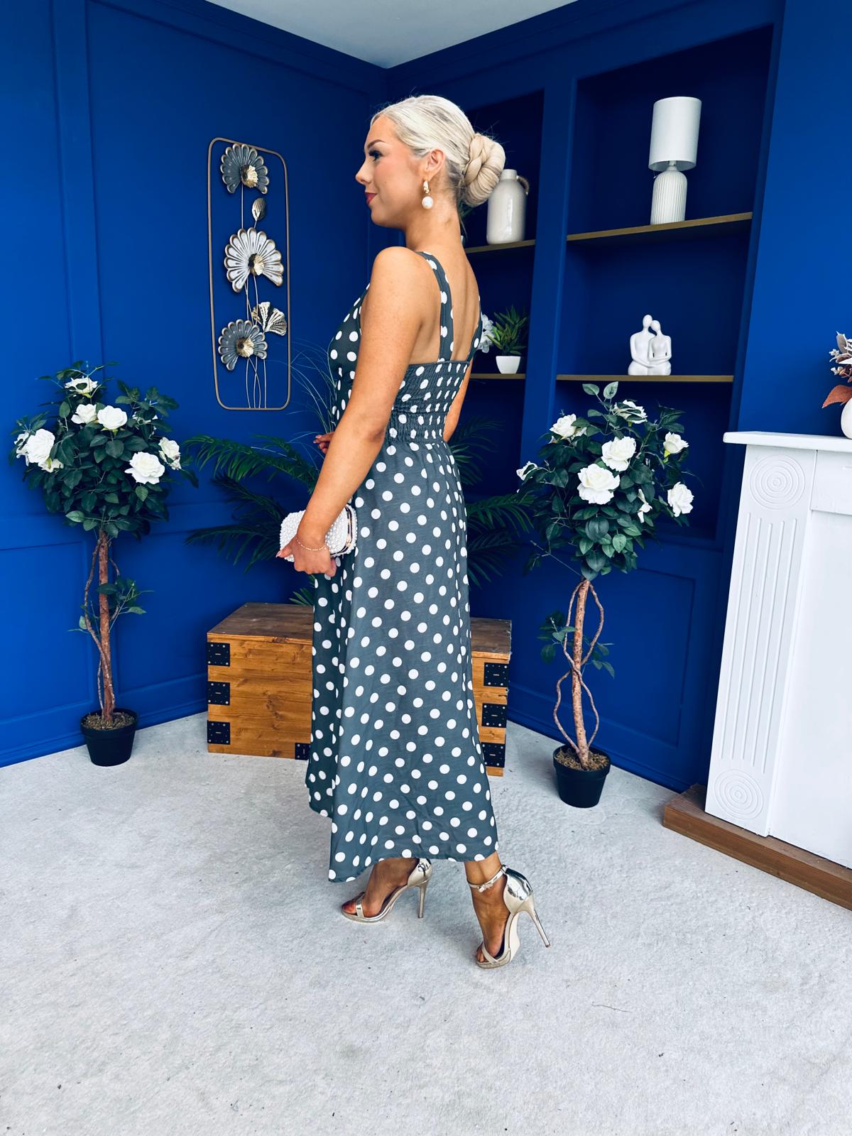 Meadow Banded Midi Dress Polka Khaki