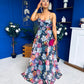Olive Open Back Occasion Dress Floral Black