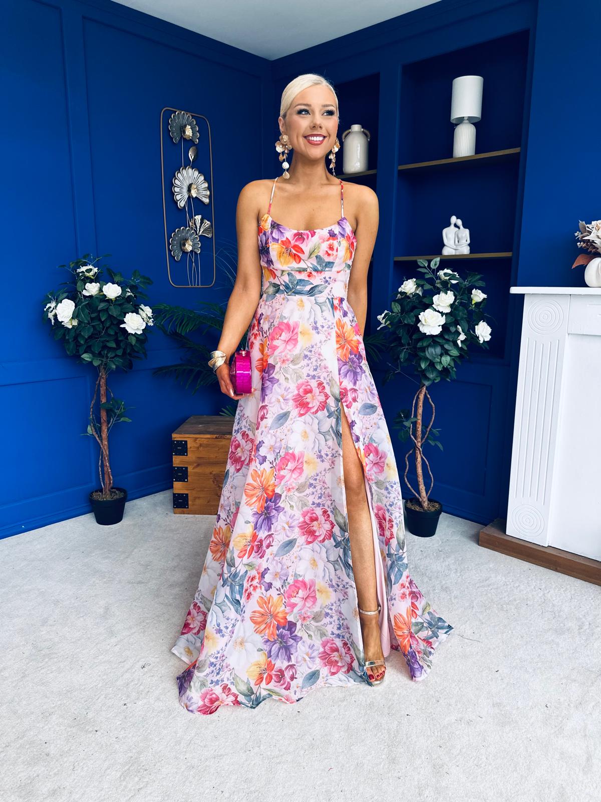 Olive Open Back Occasion Dress Floral Pink – Canella Lane