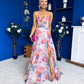 Olive Open Back Occasion Dress Floral Pink