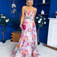 Olive Open Back Occasion Dress Floral Pink