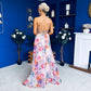 Olive Open Back Occasion Dress Floral Pink