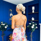 Olive Open Back Occasion Dress Floral Pink