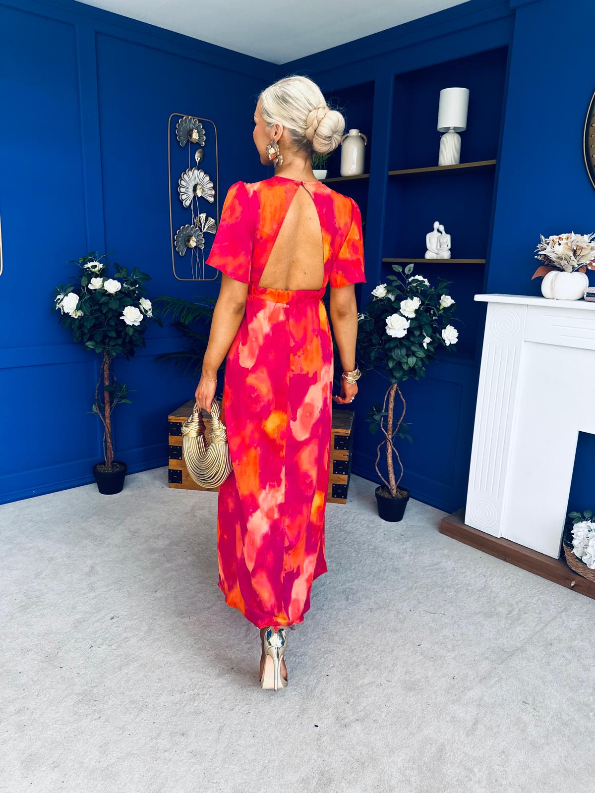 Winnie Banded Midi Dress Marble Pink