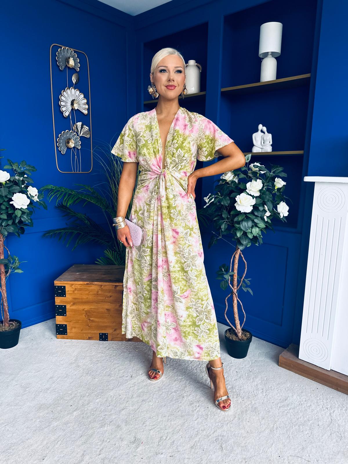 Dee Twist Detail Midi Dress Lime