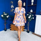 Ashley Frill Detail Mini Dress Floral Purple