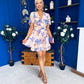 Ashley Frill Detail Mini Dress Floral Purple