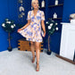 Ashley Frill Detail Mini Dress Floral Purple