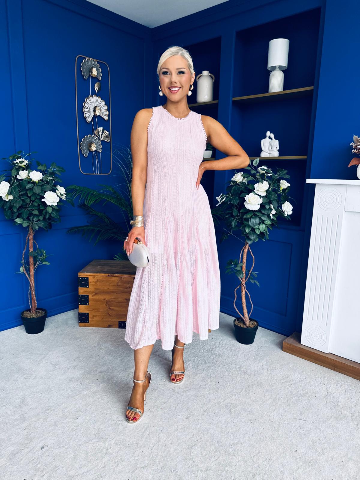Valerie Lace Detail Occasion Dress Pwr Pink
