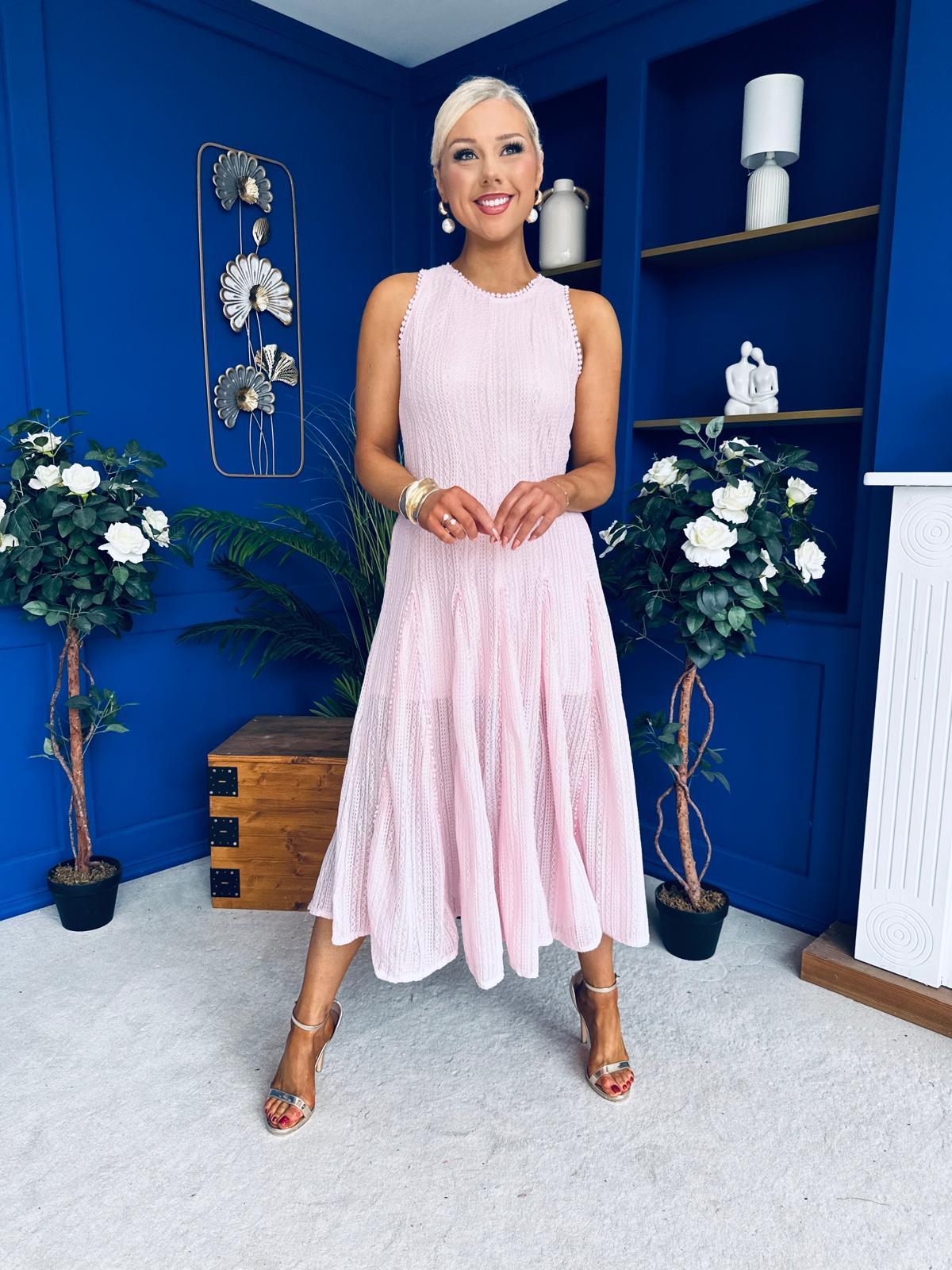Valerie Lace Detail Occasion Dress Pwr Pink