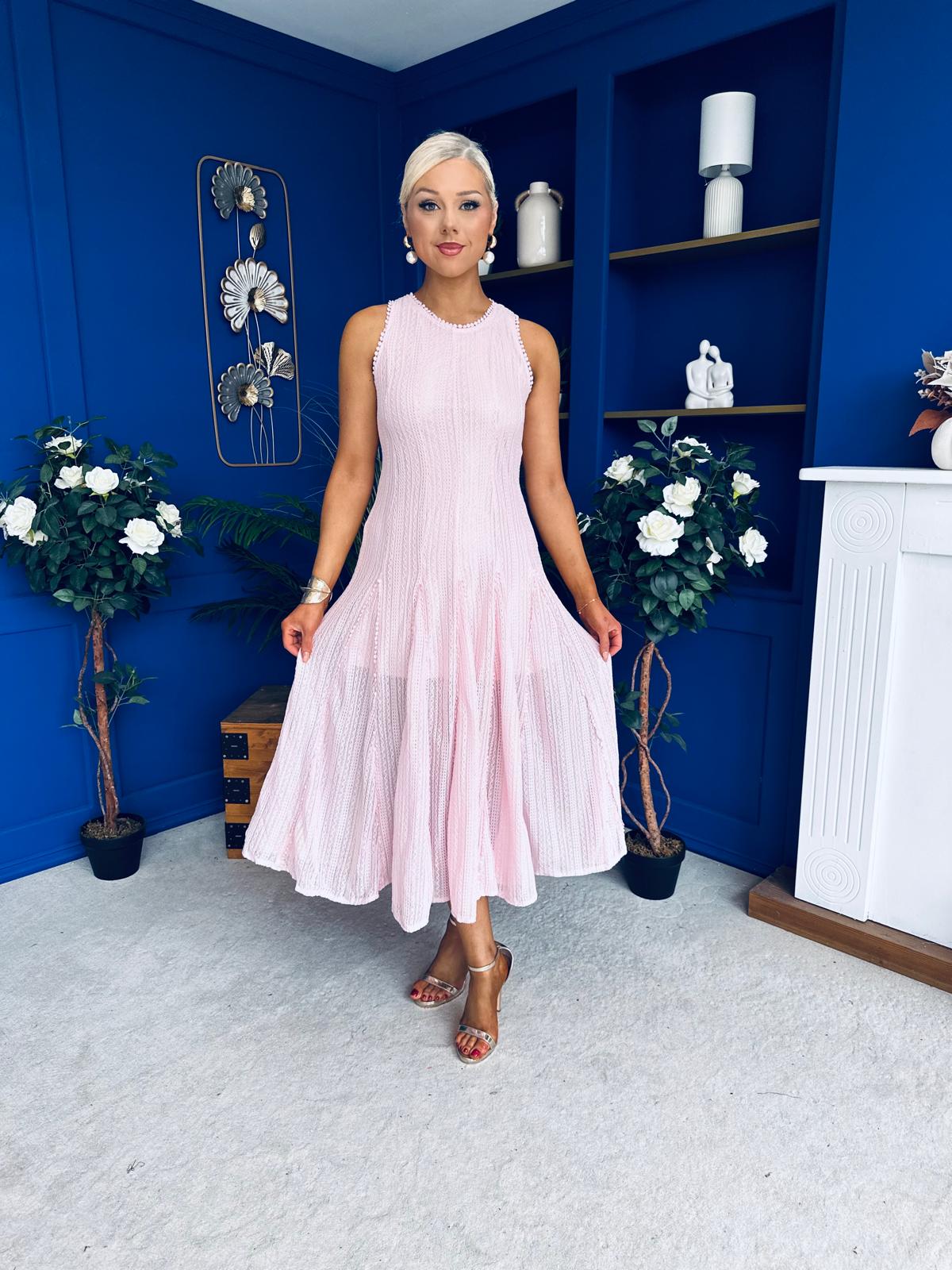 Valerie Lace Detail Occasion Dress Pwr Pink