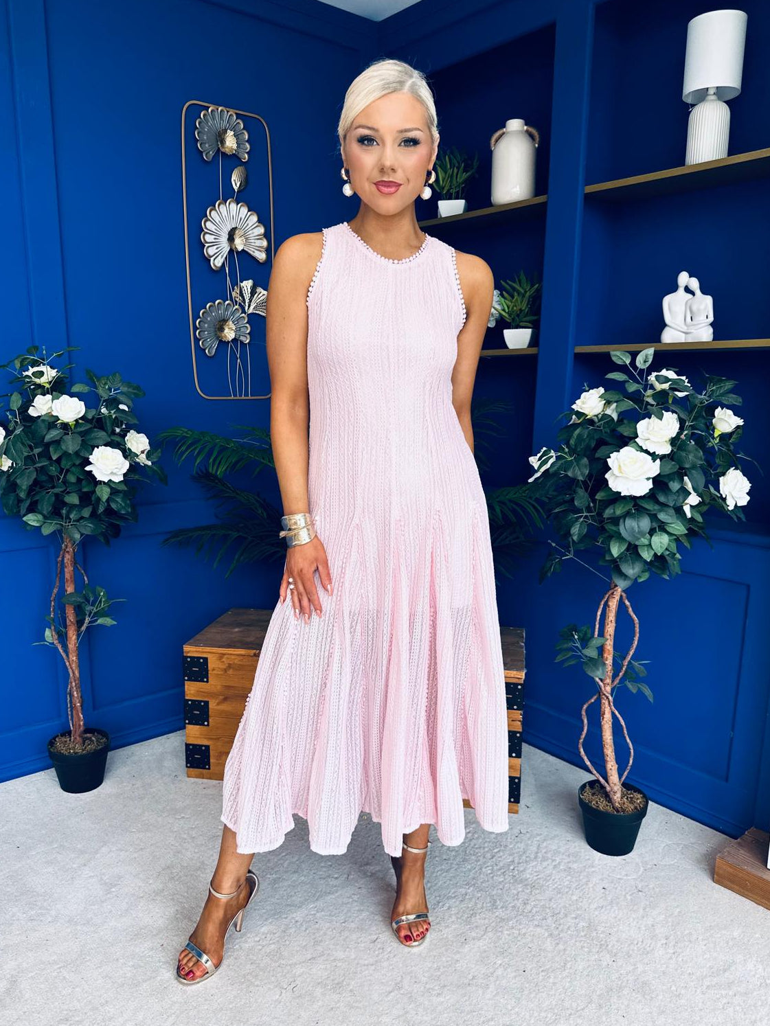 Valerie Lace Detail Occasion Dress Pwr Pink