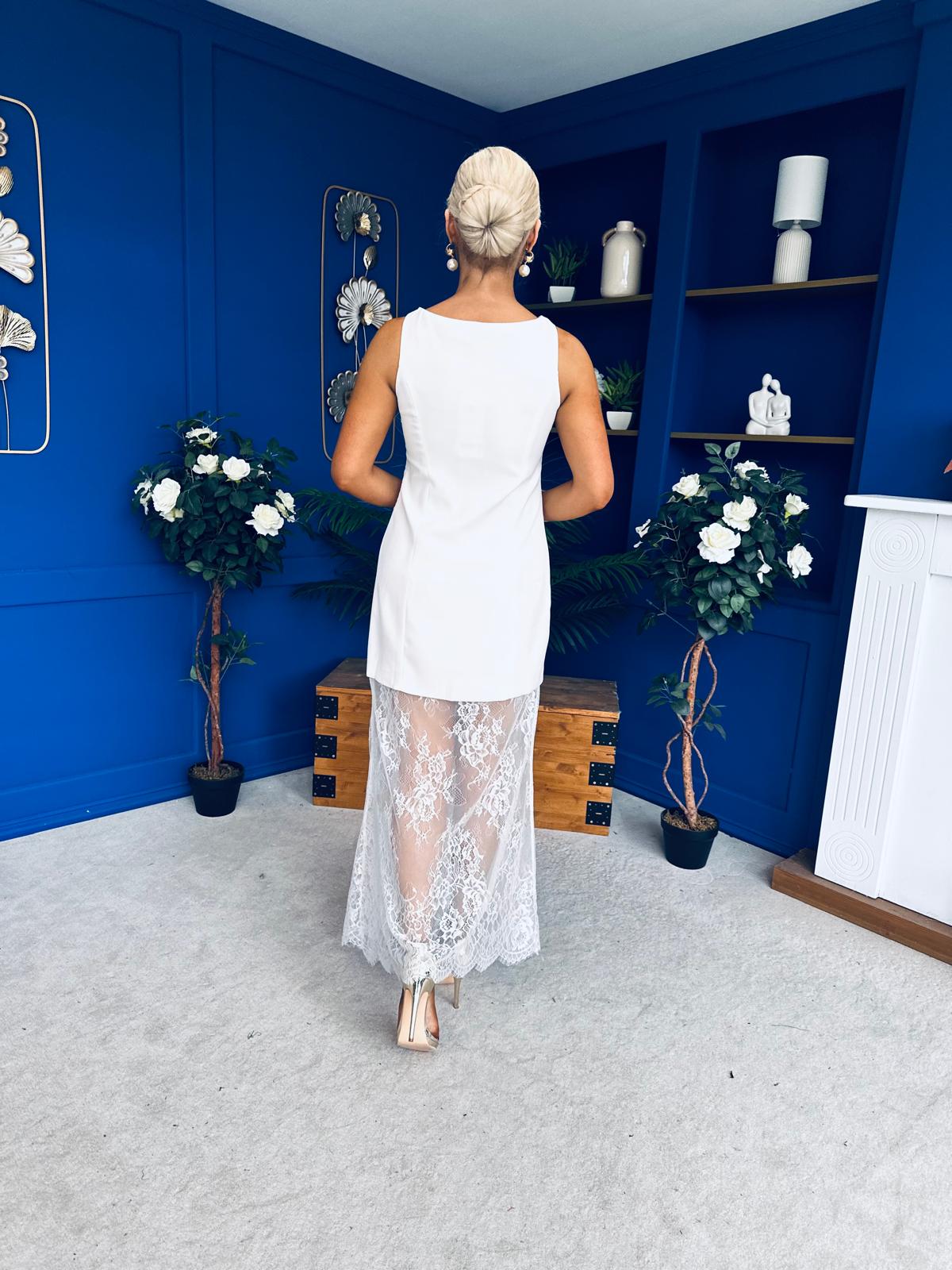 Pauline Detailed Midi Dress White