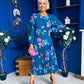 Bevin Belted Midi Dress Floral Midnight Blue