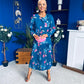 Bevin Belted Midi Dress Floral Midnight Blue