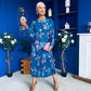 Bevin Belted Midi Dress Floral Midnight Blue
