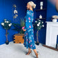 Bevin Belted Midi Dress Floral Midnight Blue