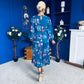 Bevin Belted Midi Dress Floral Midnight Blue
