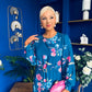 Bevin Belted Midi Dress Floral Midnight Blue
