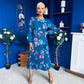 Bevin Belted Midi Dress Floral Midnight Blue