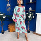 Bevin Belted Midi Dress Floral Mint