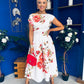 Breffy Asymmetric Neckline Skater Midi Floral Amber