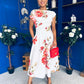 Breffy Asymmetric Neckline Skater Midi Floral Amber