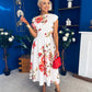 Breffy Asymmetric Neckline Skater Midi Floral Amber