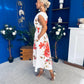 Breffy Asymmetric Neckline Skater Midi Floral Amber