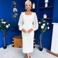 Hilda Pearl Embellished Midi Dress Cream