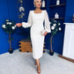 Hilda Pearl Embellished Midi Dress Cream